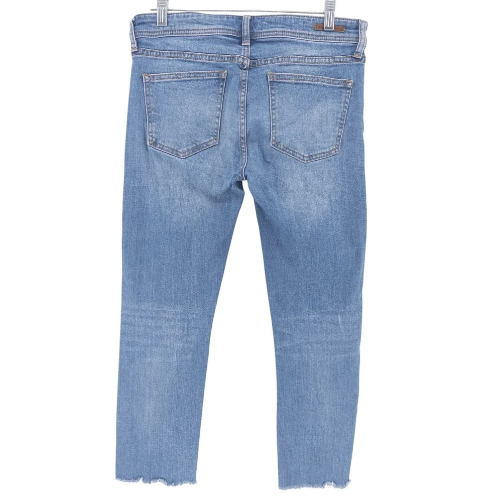 Anthropologie Pilcro Women's Size 27 Slim Straight Jeans Blue Raw Hem 25